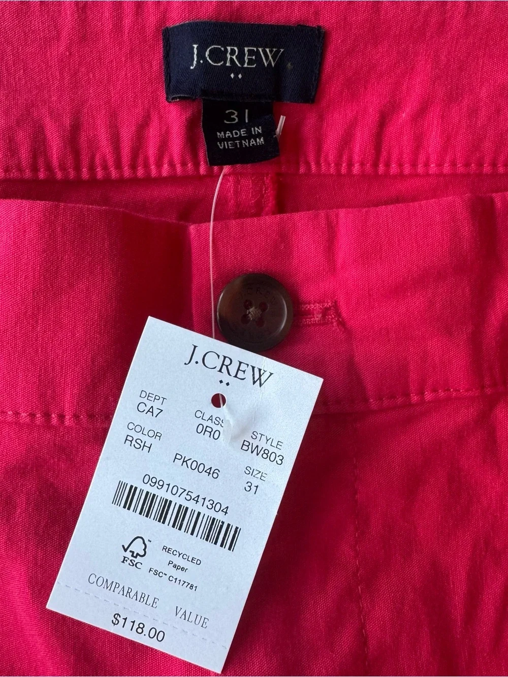 J. Crew Linen-blend Lizzie wide-leg pant RSH (Raspberry Sherbet) Size 31 NWT